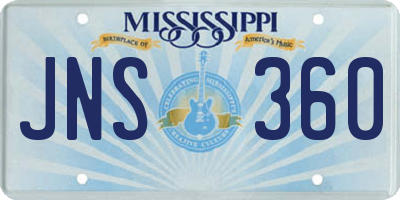 MS license plate JNS360