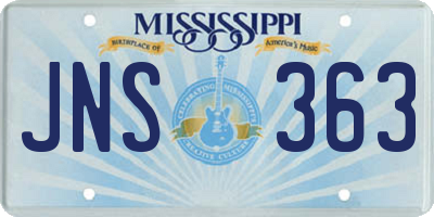 MS license plate JNS363