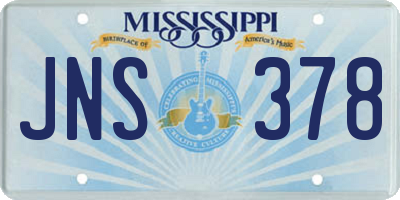 MS license plate JNS378