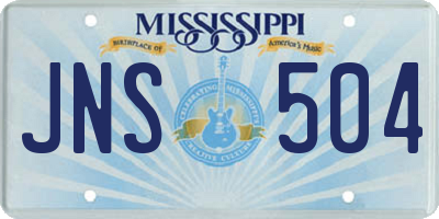 MS license plate JNS504