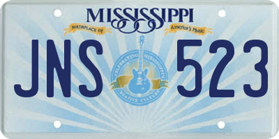 MS license plate JNS523