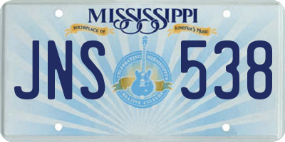 MS license plate JNS538