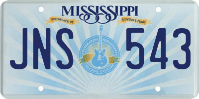 MS license plate JNS543