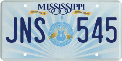 MS license plate JNS545