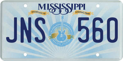 MS license plate JNS560