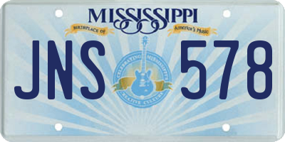 MS license plate JNS578