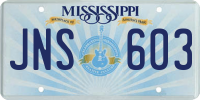 MS license plate JNS603