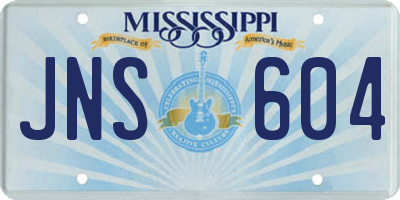 MS license plate JNS604