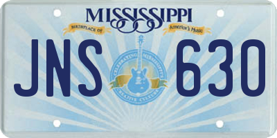 MS license plate JNS630