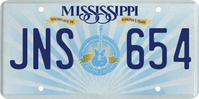 MS license plate JNS654