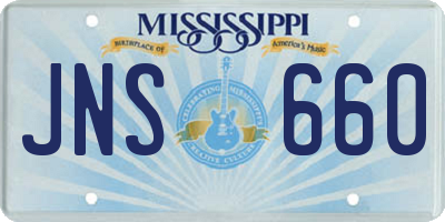 MS license plate JNS660