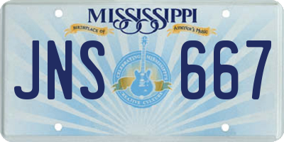 MS license plate JNS667