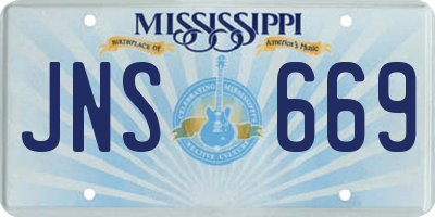 MS license plate JNS669