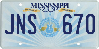 MS license plate JNS670