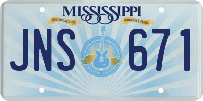 MS license plate JNS671