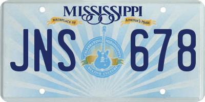 MS license plate JNS678