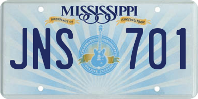 MS license plate JNS701