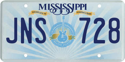 MS license plate JNS728