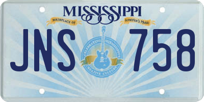 MS license plate JNS758