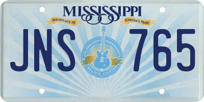 MS license plate JNS765