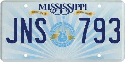 MS license plate JNS793