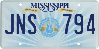 MS license plate JNS794