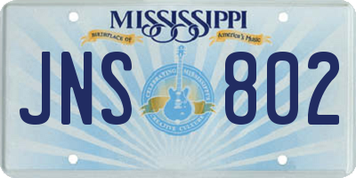 MS license plate JNS802
