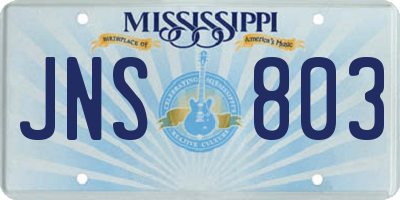 MS license plate JNS803