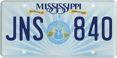MS license plate JNS840