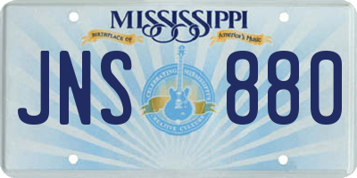 MS license plate JNS880