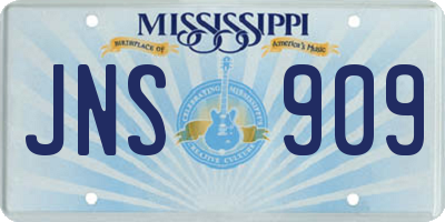 MS license plate JNS909