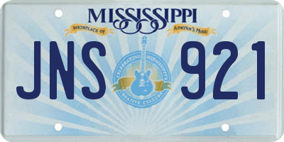 MS license plate JNS921