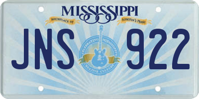 MS license plate JNS922