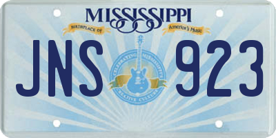 MS license plate JNS923
