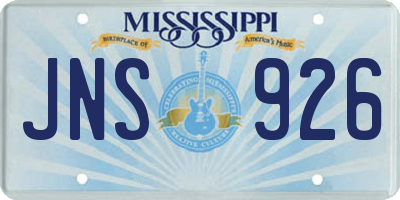 MS license plate JNS926