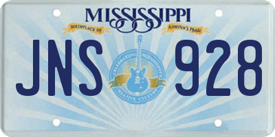 MS license plate JNS928