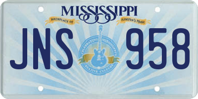 MS license plate JNS958