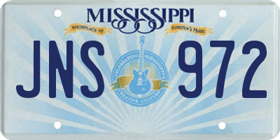 MS license plate JNS972