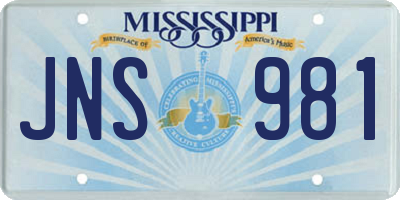 MS license plate JNS981
