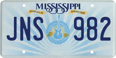 MS license plate JNS982