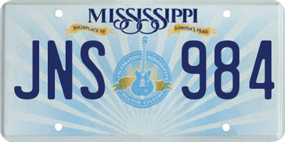MS license plate JNS984