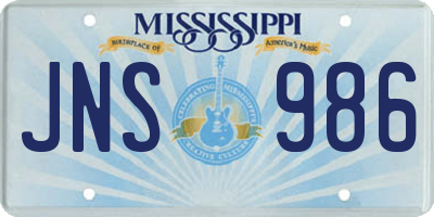 MS license plate JNS986