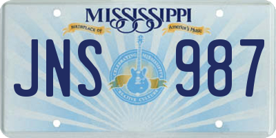 MS license plate JNS987