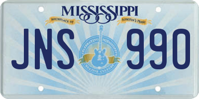 MS license plate JNS990