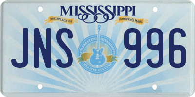 MS license plate JNS996