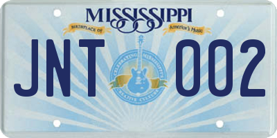 MS license plate JNT002