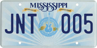 MS license plate JNT005