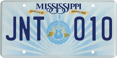 MS license plate JNT010