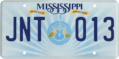 MS license plate JNT013