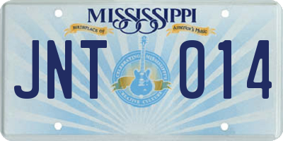MS license plate JNT014